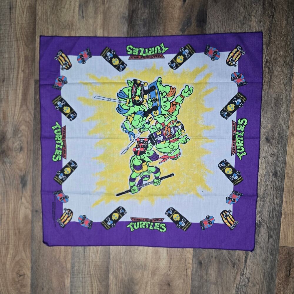 Vintage 1990 Teenage Mutant Ninja Turtles Bandana Skateboard Mirage Studios